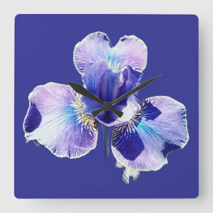 Reloj de pared de flor azul