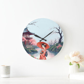 Reloj de pared de flor de cerezo japonesa