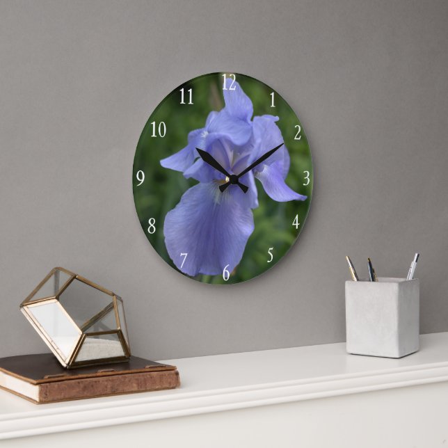 Reloj de pared de flor de Iris azul brillante (Oficina)