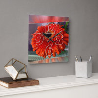 Reloj de pared de flor de naranja brillante