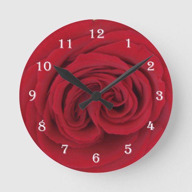 Reloj de pared de flor de Rosa — Rosa rojo (Anverso)