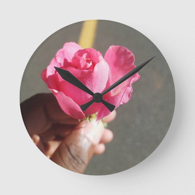 Reloj de pared de flor del Rosa (Anverso)