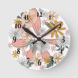 Reloj de pared de flor retro