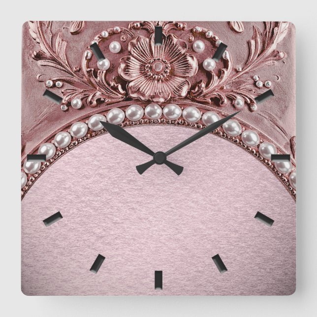 Reloj de pared de flor rosa (Anverso)
