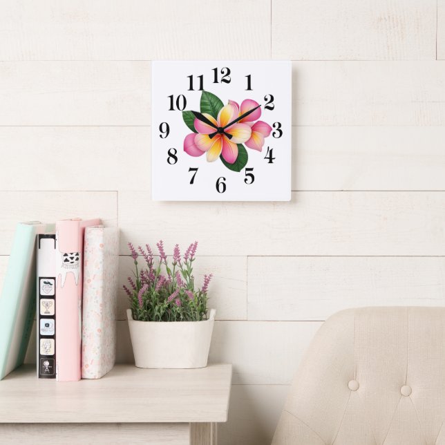 Reloj de pared de flor tropical (Sala de lectura)