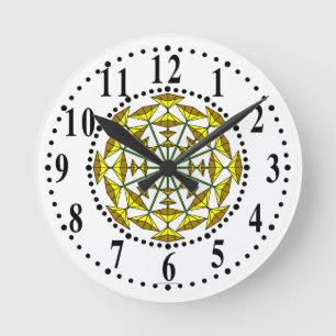 Reloj De Pared De Floral Marrón Y Amarillo 157