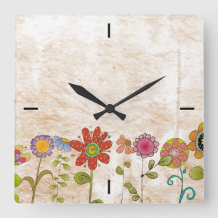 Reloj de pared de flores