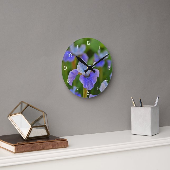 Reloj de pared de flores botánicas Blue Iris (Oficina)