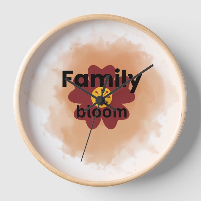 Reloj de pared de flores de acuarela Family Bloom  (Anverso)