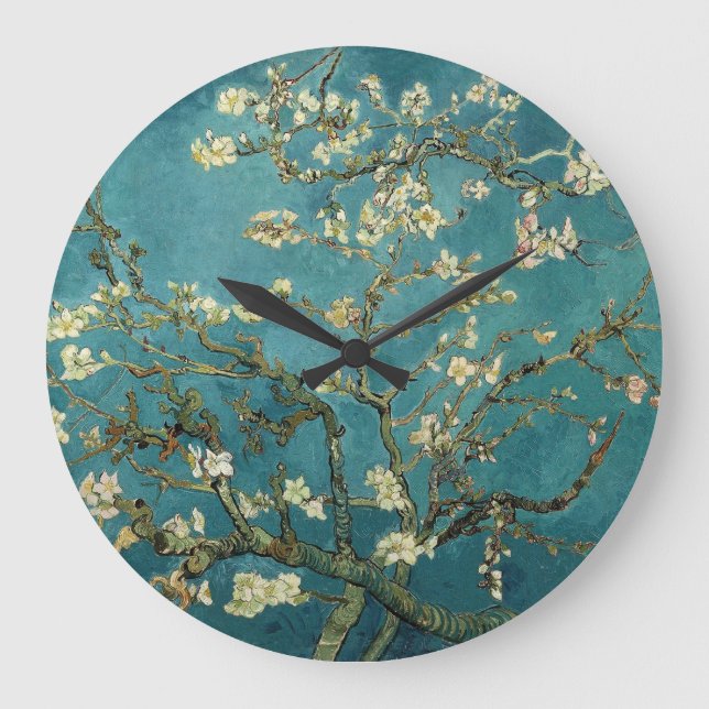 Reloj de pared de flores de almendra (Anverso)