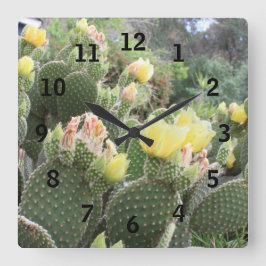 Reloj de pared de flores de cactus