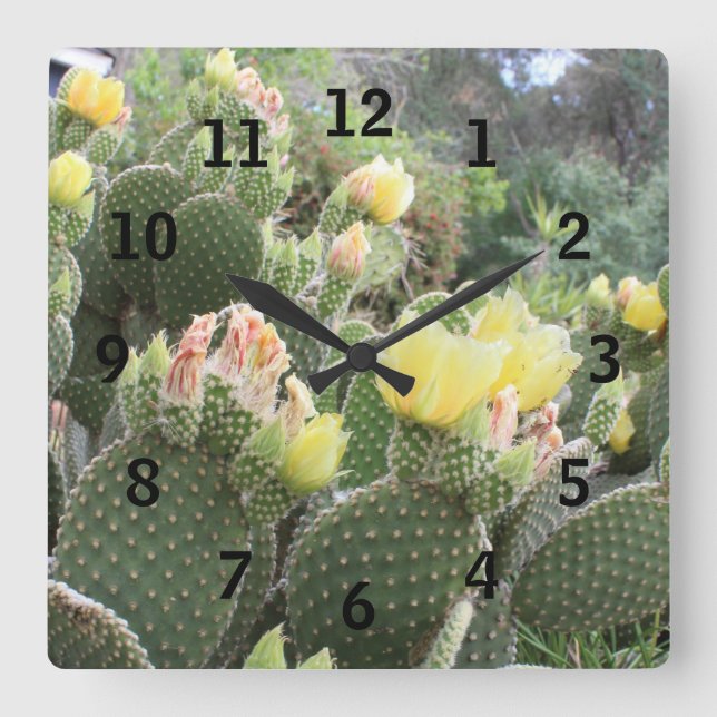 Reloj de pared de flores de cactus (Anverso)