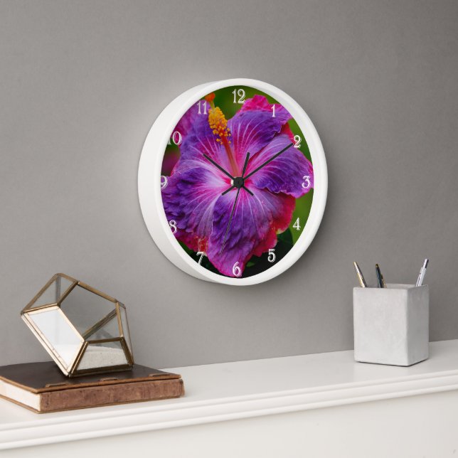 Reloj de pared de flores de Hibiscus (Oficina)