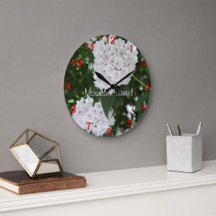 Reloj de pared de flores de Laurel de Montaña bast