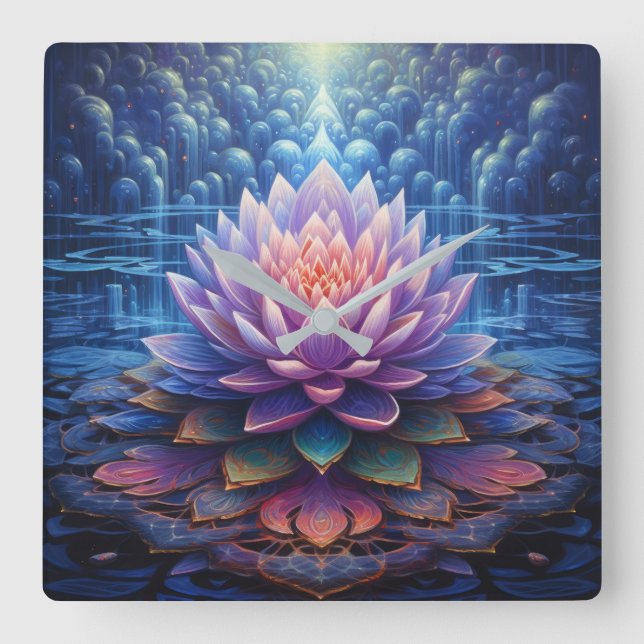 Reloj de pared de flores de Lotus (Anverso)