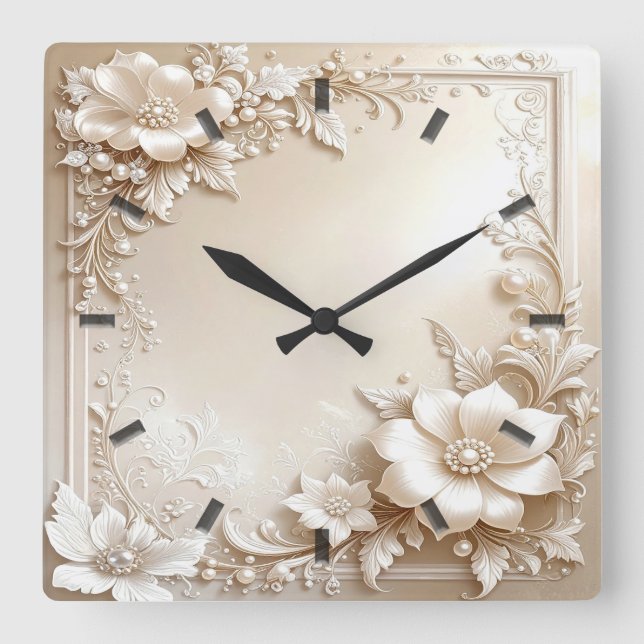 Reloj de pared de flores de marfil (Anverso)