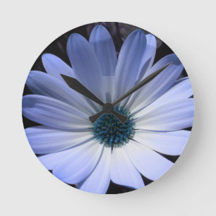 Reloj de pared de flores de margarita azul