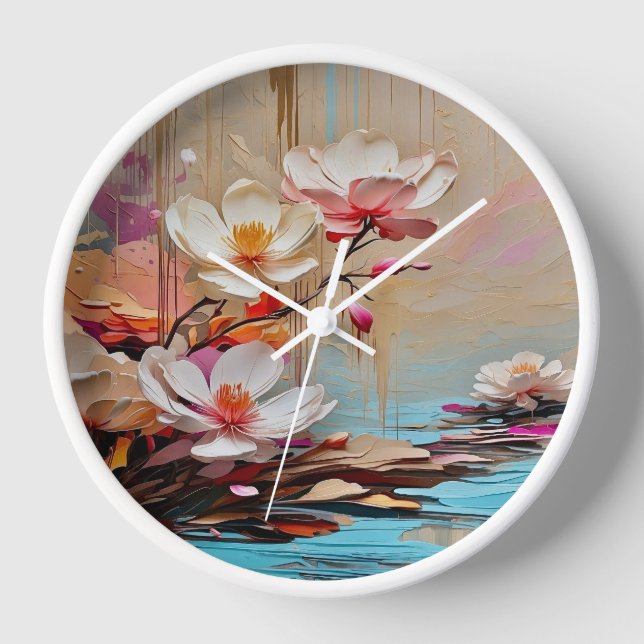 Reloj de pared de flores decorativo (Anverso)