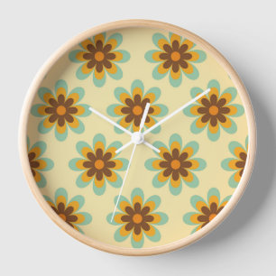Reloj de pared de flores hippie retro