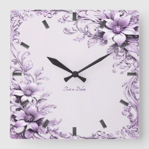 Reloj de pared de flores moradas con estilo