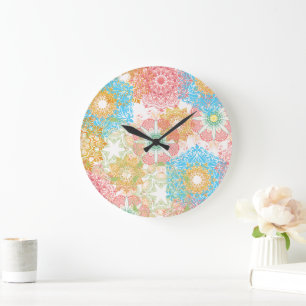 Reloj de pared de flores multicolor
