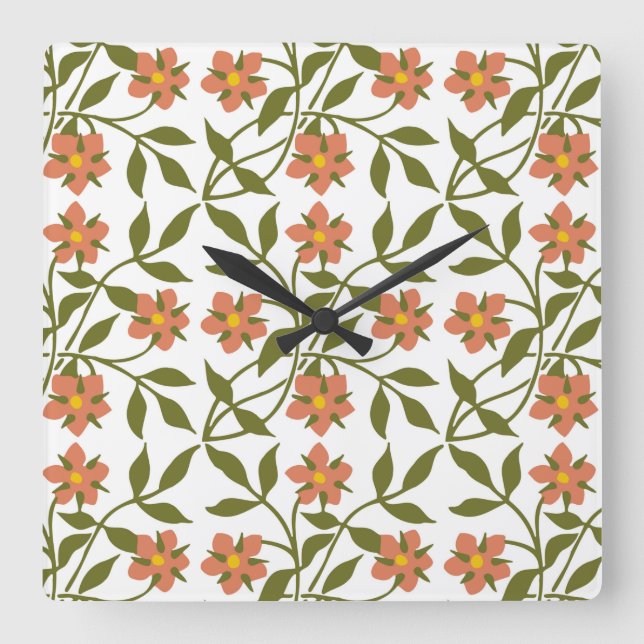 RELOJ DE PARED DE FLORES naranjas (Anverso)
