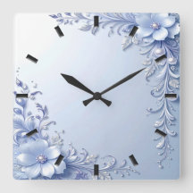 Reloj de Pared de Flores Ornamentadas Azules con P