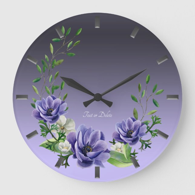 Reloj de pared de flores púrpura acuarela (Anverso)