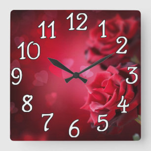 Reloj de pared de flores rojo