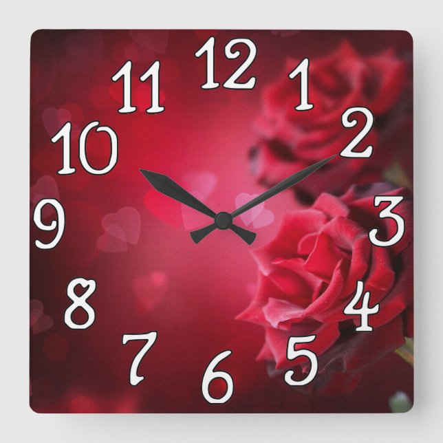 Reloj de pared de flores rojo (Anverso)
