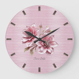 Reloj de pared de flores rosadas modernas