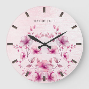 Reloj de pared de flores rosas acuarelas