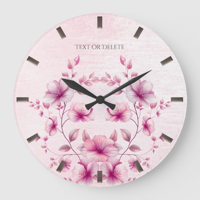 Reloj de pared de flores rosas acuarelas (Anverso)