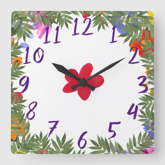 Reloj de pared de flores silvestres acrílicas (Anverso)