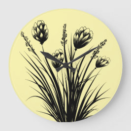 Reloj de pared de flores silvestres amarillo-solea