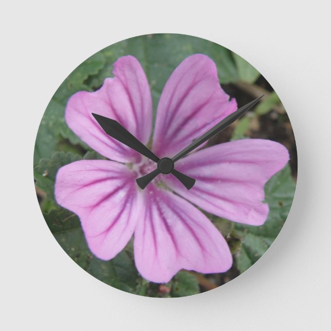 Reloj de pared de flores silvestres púrpura (Anverso)