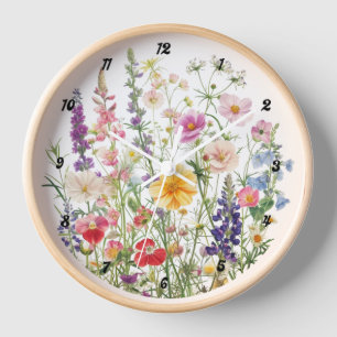 Reloj de pared de flores silvestres, reloj de pare