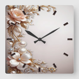 Reloj de pared de flores suaves rosadas y blancas