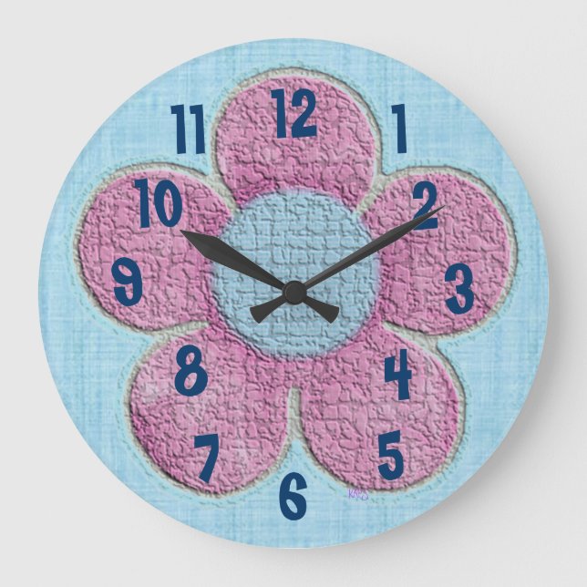 Reloj de pared de flores texturizado para niños (Anverso)