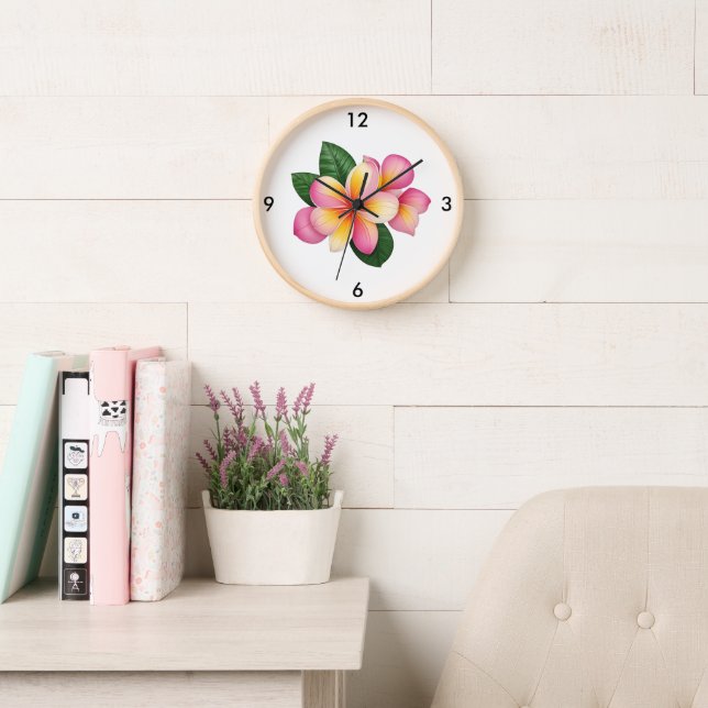 Reloj de pared de flores tropical (Sala de lectura)