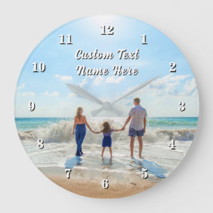 Reloj de pared de foto familiar con texto personal
