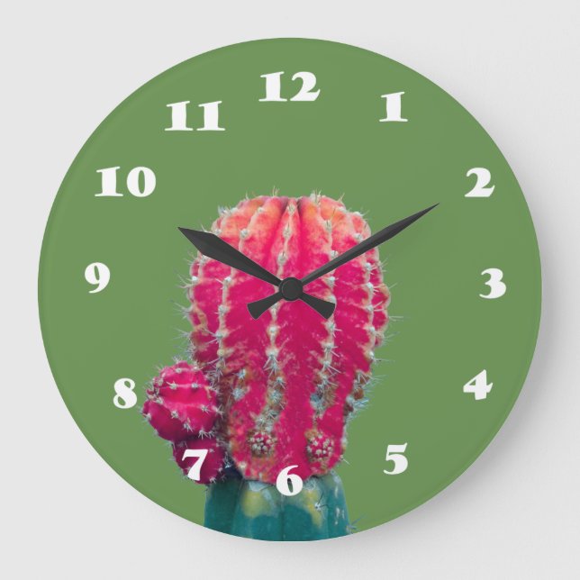 Reloj de pared de fotografía de cactus rosados (Anverso)