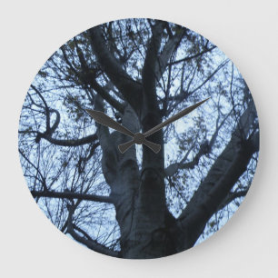 Reloj de pared de fotografías de silueta de árbol