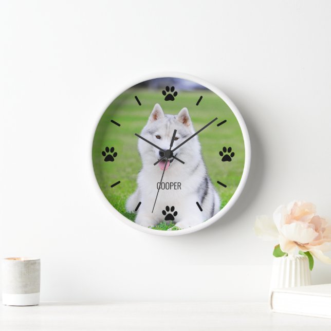 Reloj de pared de fotos de perro o Personalizado d (Hogar)