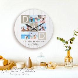 Reloj de pared de fotos del Día del Padre Rústico 