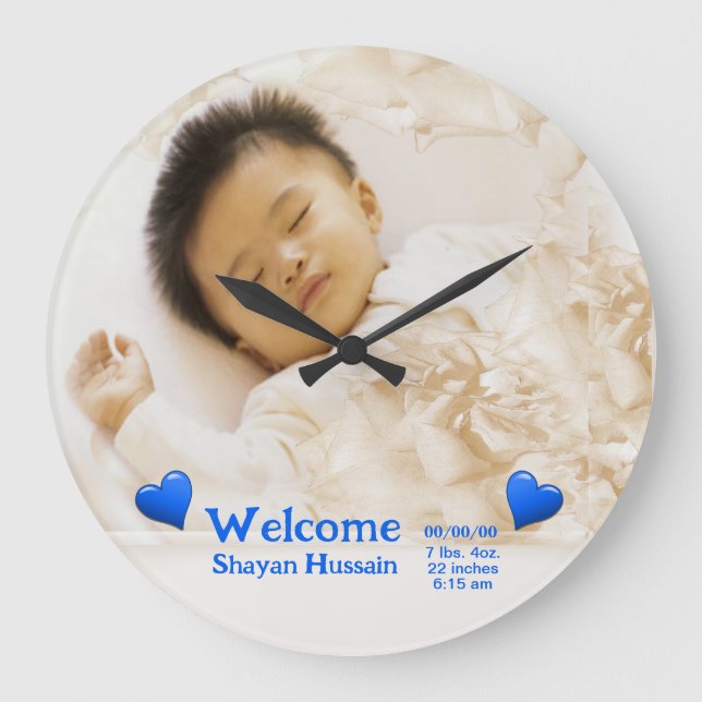 Reloj de pared de fotos para bebé personalizado (Anverso)