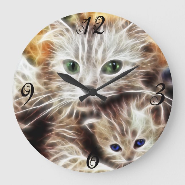Reloj de pared de Fractal Kitties (Anverso)