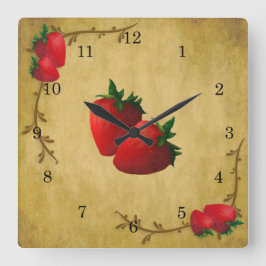 Reloj de pared de fresas del país