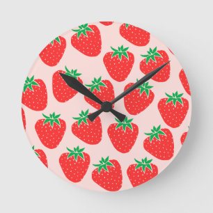Reloj de pared de fresas lindas