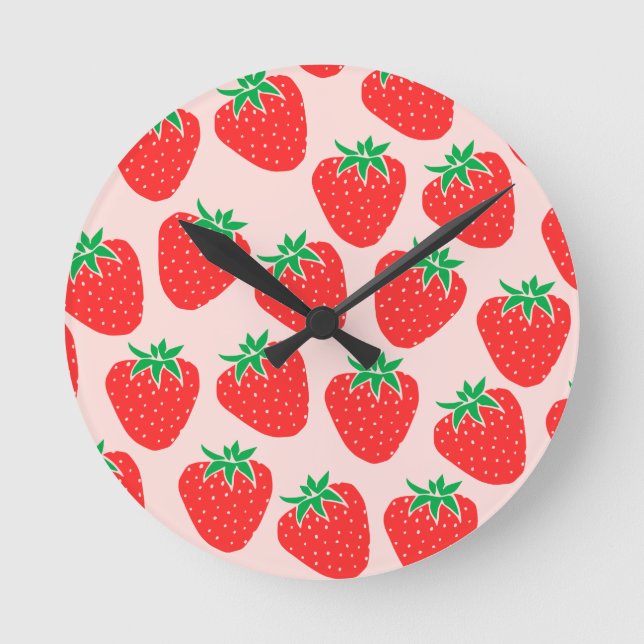 Reloj de pared de fresas lindas (Anverso)